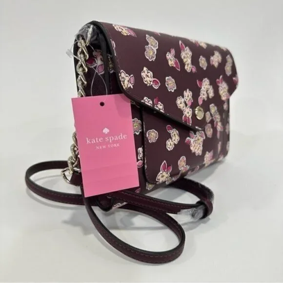 Kate Spade Tinsel Flap CrossbodyClutch Bag with Floral Print